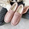 2024 Winter Damenschuhe Rutschfeste Sohle Warm Damen Oxford Slipper Bequeme Ballerinas Kurzer Flock Nähen Lässige Slipper