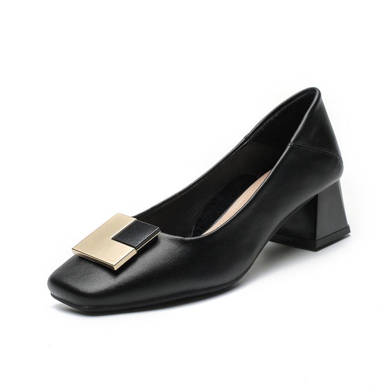 

Туфли-лодочки из овчины на толстом каблуке, женские, из неглубокой кожи, два варианта носки, новые туфли на высоком каблуке, квадратный носок, средний каблук, мягкая кожа, туфли для бабушек 40 чёрный