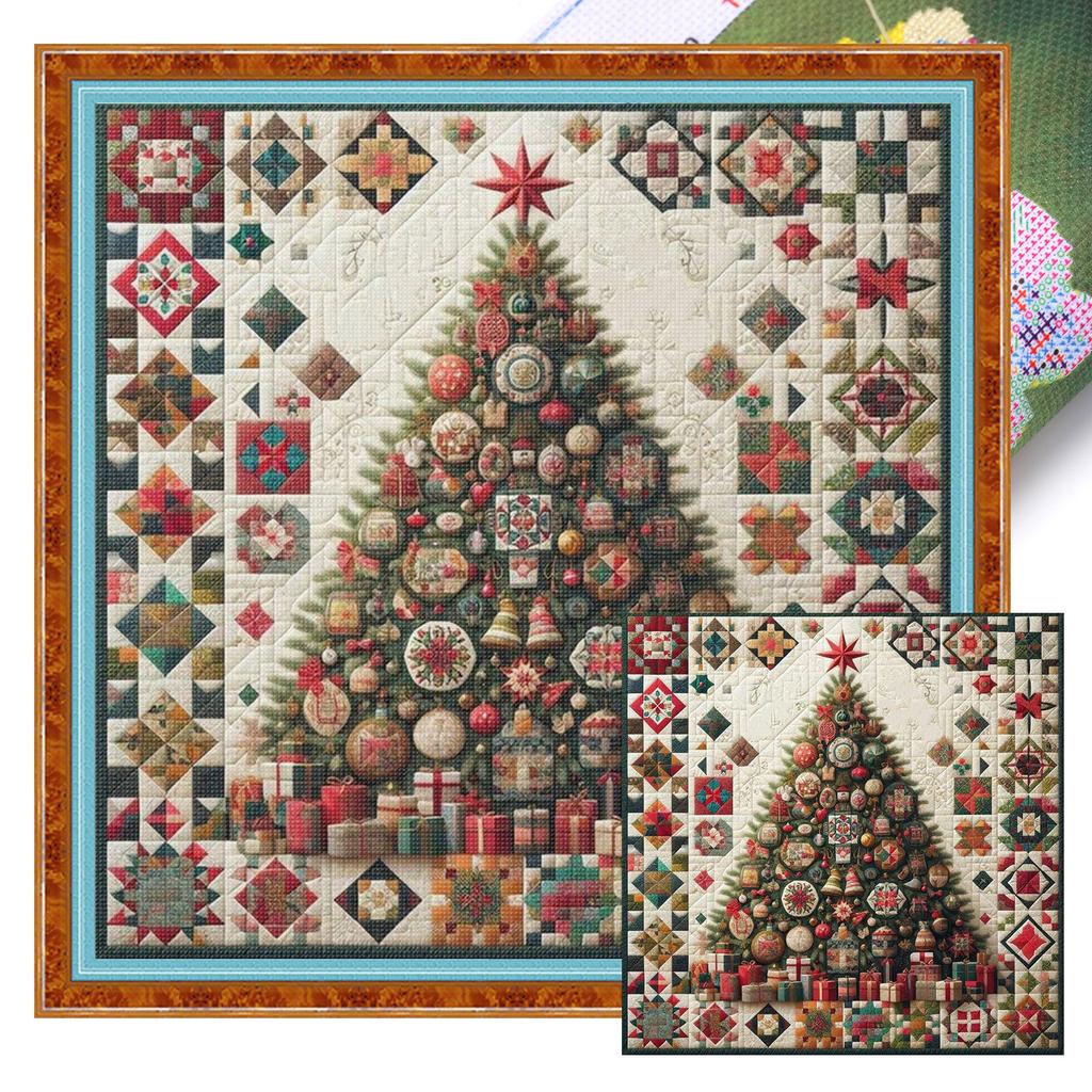 Vollstickerei Baumwollfaden 14CT Bedrucktes Weihnachtsbäumchen Kreuzstich-Set Kunst