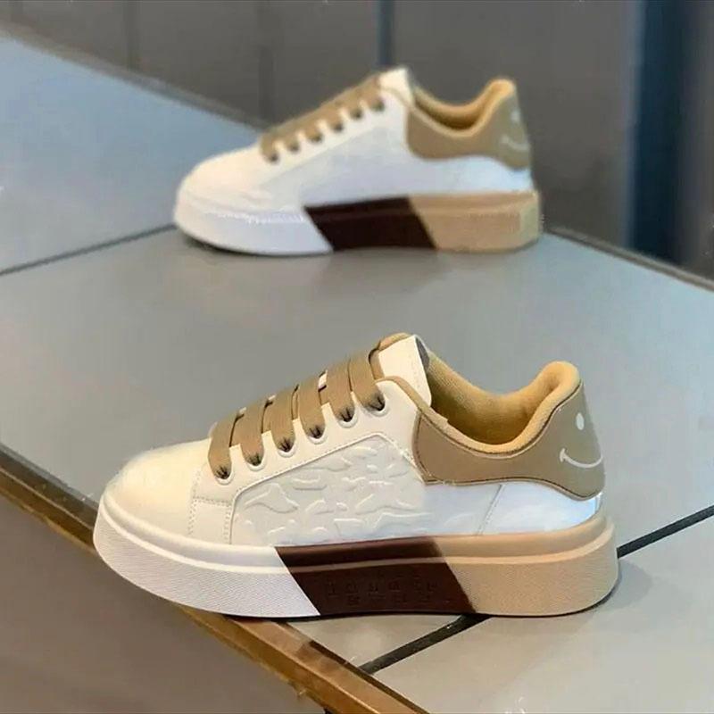 Color Matching Smiley Face Board Shoes Spring New Comfortable Leather Casual Shoes Ok