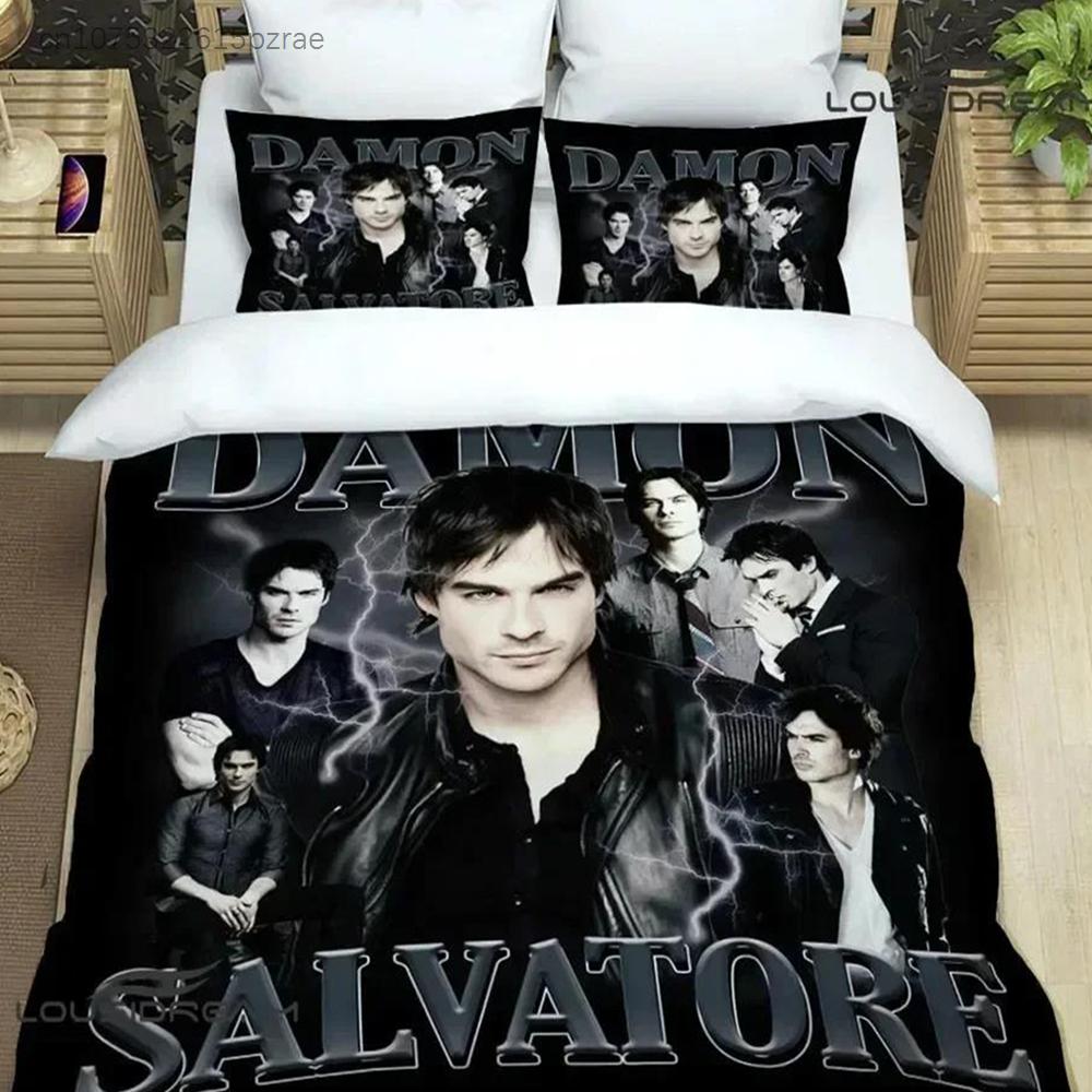 The Vampire Diaries Damon Salvatore Bedding Sets Exquisite Bed Supplies Set Duvet Cover Bed Comforter Set Bedding Birthday Gift