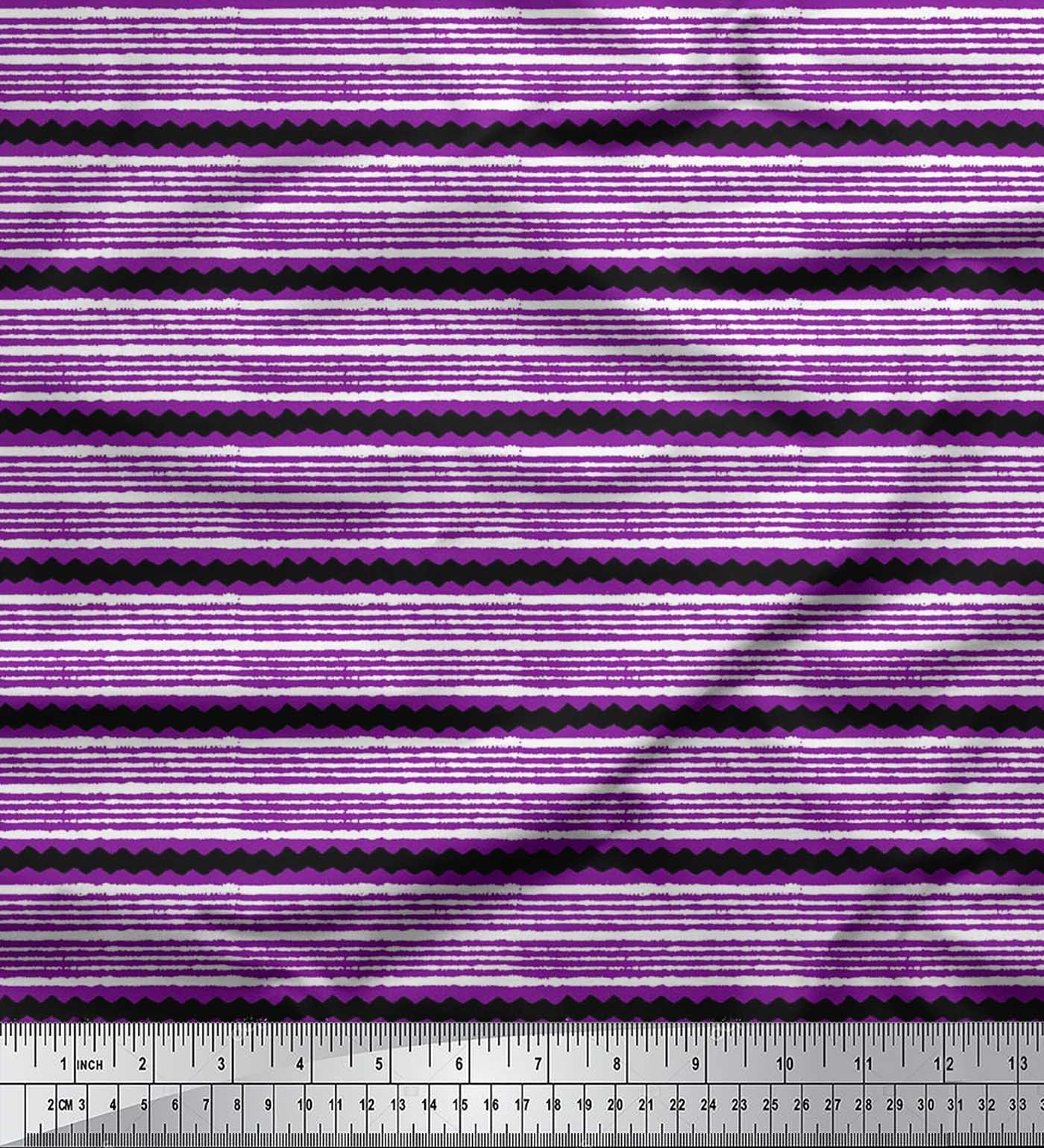 

Соймоі японська креп-атласна тканина в смужку з блочним принтом 1 метр 42 дюйма 42 Inch Wide - Poly Crepe фіолетовий
