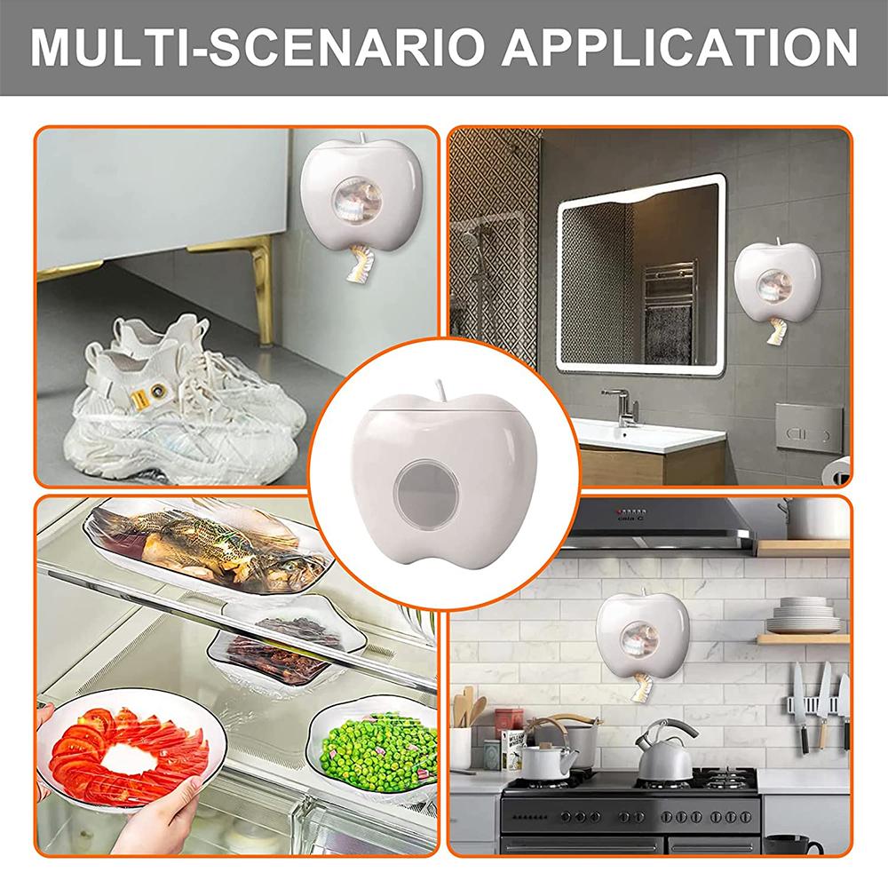 2 pcs Multi-functional Punch-Free Hanging Plastic Wrap Storage Box(Apple-Grey)
