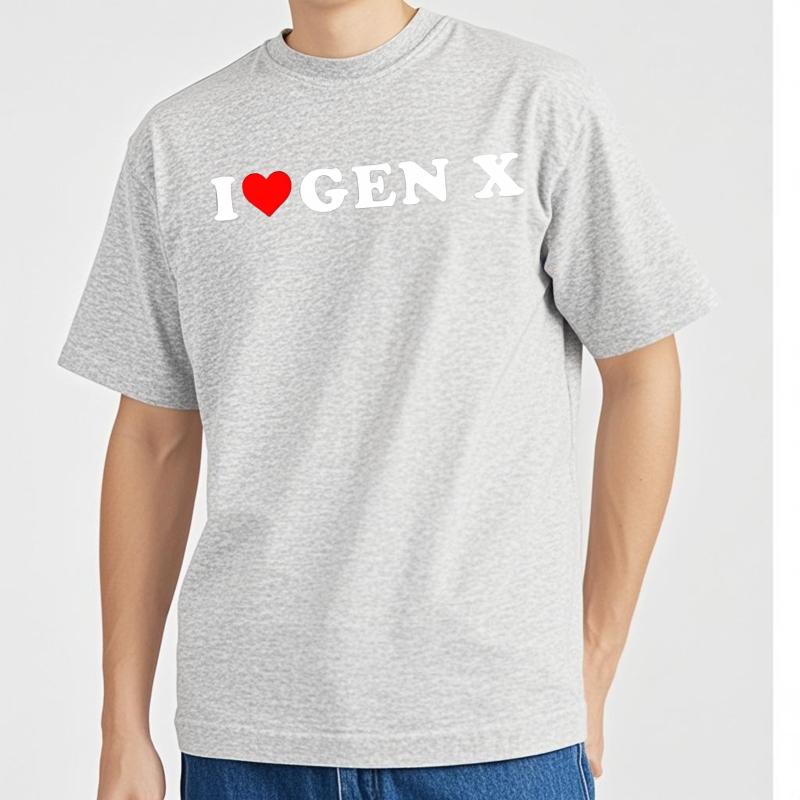 Men tshirt Anime Cotton Tshirt for man Brand summer For men t shirt I Love Gen X Short Sleeve Relaxed Fit Oneck Top tees