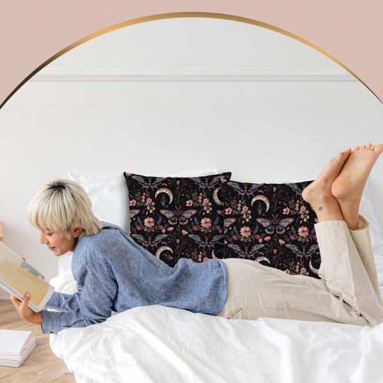 Gothic Moth Butterfly Pillow Covers 18x18 Set of 2, Dark Academia Witchy Moon Celestial Pillow Covers for Couch, Gothic Home Decor,Witchy Decor