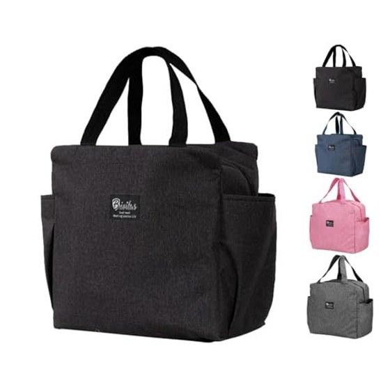 

TOUFEIYUAN Large Capacity Insulated Bag Lunch Stylish Water-Repellent Insulation Maximum 8 Hours Beverage Plain Black Unisex Outdoor Workplace School