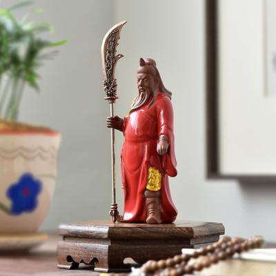 Guan Gong Wu Ceramic Chinese Sculpture, Desktop Characters, Guan Erye Home Decorations, Three Kingdoms