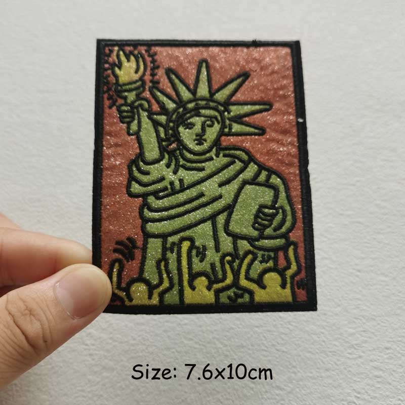 Heart Patch Embroidered Patches On Clothes Art Craft Sewing Iron On Patches DIY Statue of Liberty Patch Badge Stickers