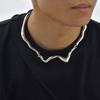Vnox Punk Metal Irregular Twisted Wave Necklace for Men, Vintage Sliver Color Liquid Alloy Geometric Adjustable Choker Jewelry
