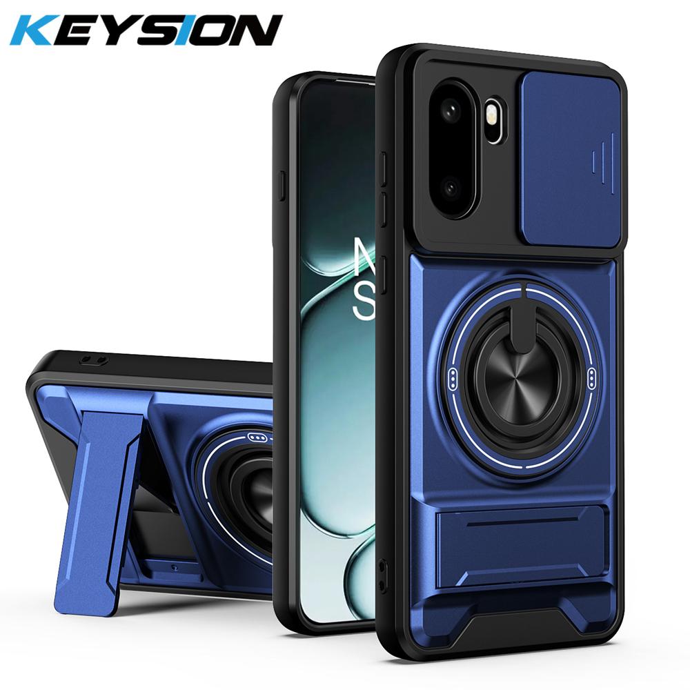KEYSION Magnetic Phone Case for OnePlus 15R 5G 1+ Ace 6 6T Slide Camera Protection Upright Kickstand Ring Shockproof Back Cover