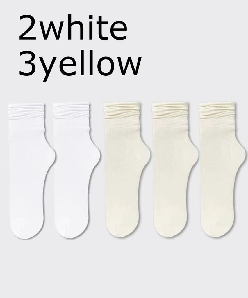 5/10 Pairs Ice Silk Women's Middle Tube Thin Socks Summer Cool Black and White Socks Ice Pile Ladies' Casual Socks