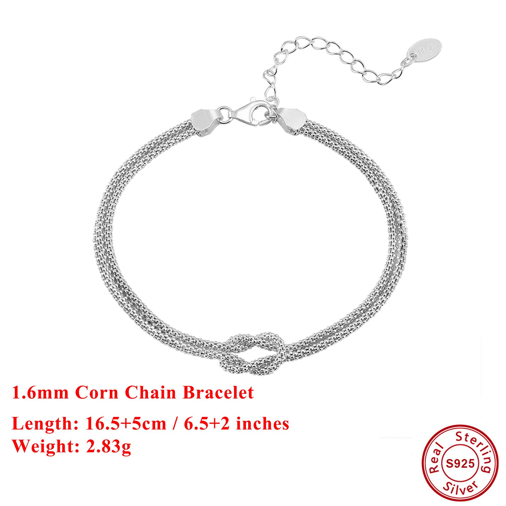 

EFFIE QUEEN 925 Sterling Silver 14k Gold 1.6mm Corn Chain Bracelet Layered Hand Chain Banquet Jewelry for Men, Women Gift SB196 серебряный