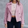 Chaqueta Cortavientos Casual de Moda para Mujer con Bolsillo y Doble Botonadura