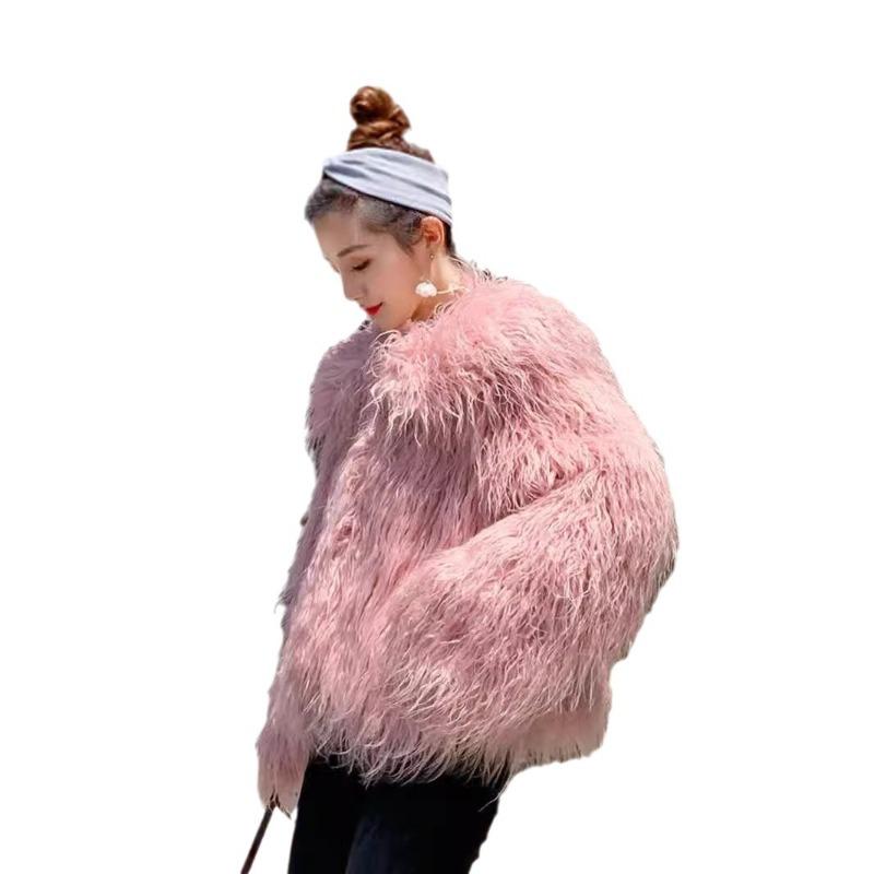 Fur Women's Clothing Imitation Beach Wool Lapel Collar Wool Jacket Winter New Fashion Loose Wool Top