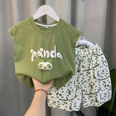 Boys' Tank Top Set Thin Baby Summer Clothes Children's Sleeveless Children's Shorts Two Piece Set