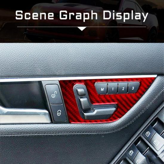 Red Carbon Fiber Seat Console Button Cover For Mercedes-Benz C-Class W204 Type A