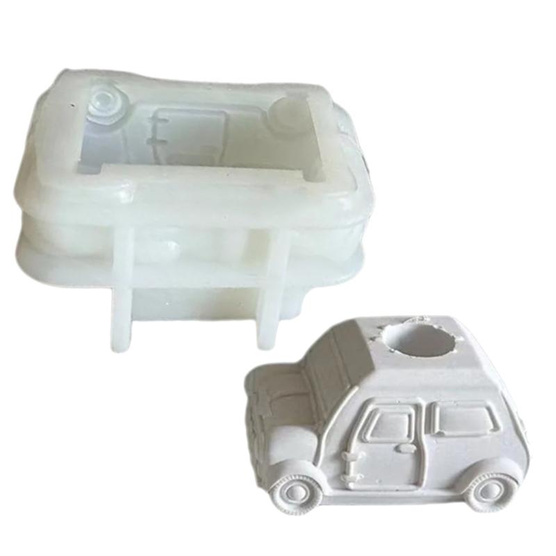 Silikonformen für Kerzenständer in Schulbusform, Beton, Gips, Kerzenhalter, Gießform, Tropfenform, Zementformen für Zuhause