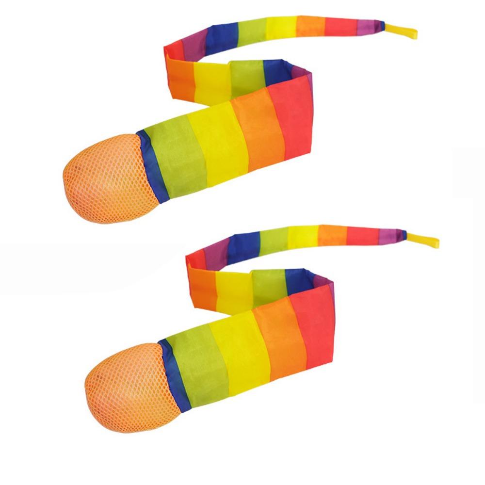2Pcs Rainbow Tail Children's Rainbow Hand Throwing Ball  Physical Fitness