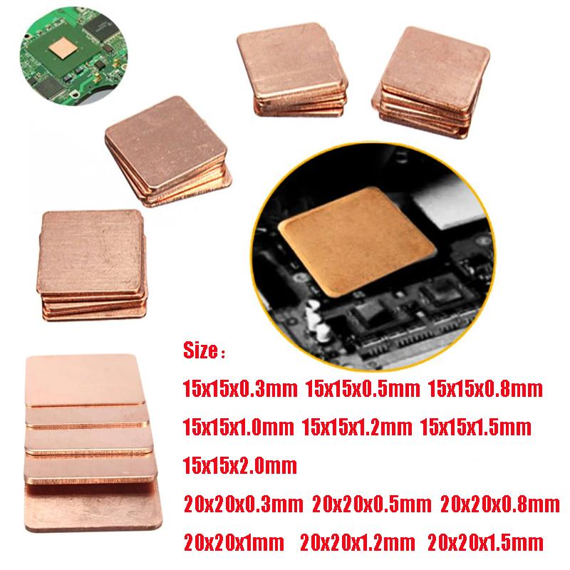 5pcs 0.3mm-2mm Laptop Coppers Sheet Plate Strip Shim Thermal Pad Heatsink Sheet For GPU CPU VGA Chip RAM Cooling