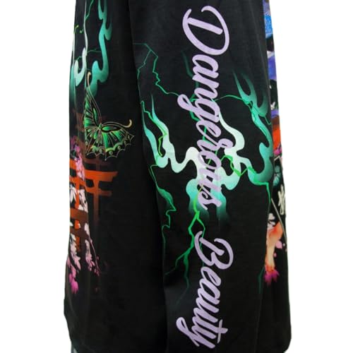 Battou Musume Men's Long Sleeve T-Shirt, 251852 (3L, Black)