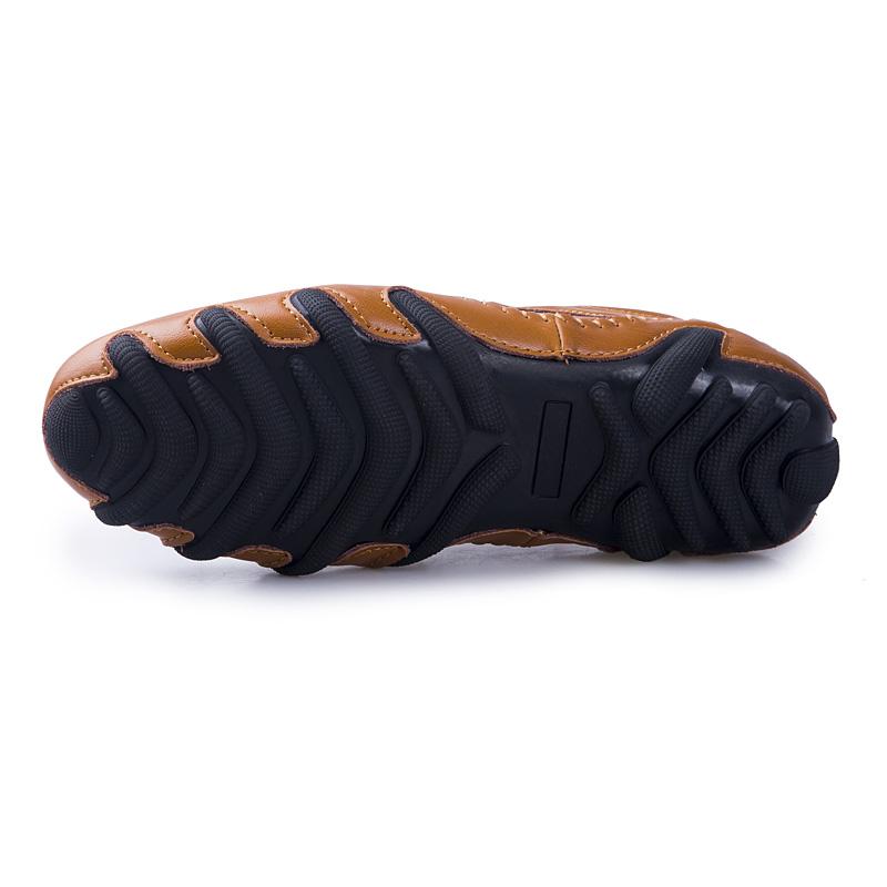 Summer New Men's Breathable Leather Casual Shoes Bean Business Leather Sewn Shoes For Men Male Comfortable Walking Shoes