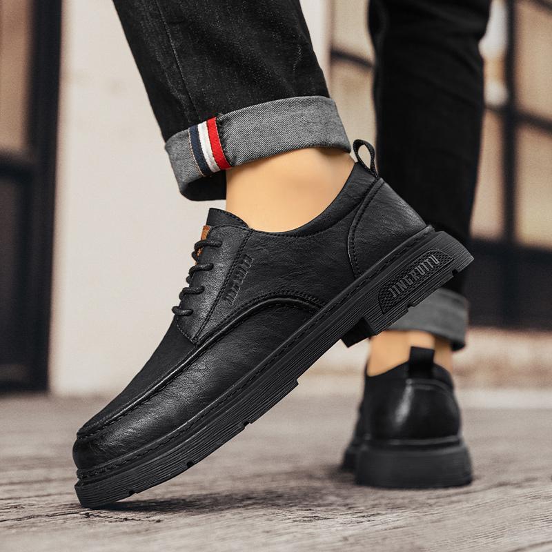 Fashion Hot Sale Mens Leather Casual Shoes Soft Sole Lace-up Man Oxford Shoes Lightweight Loafers Shoes Versatile Outdoor Male Sneakers