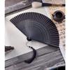 Chinese Bamboo Hand Fan Ventilador Portable Vintage Folding Black Silk Fan Classical Men Women Performance Prop Hand Fan