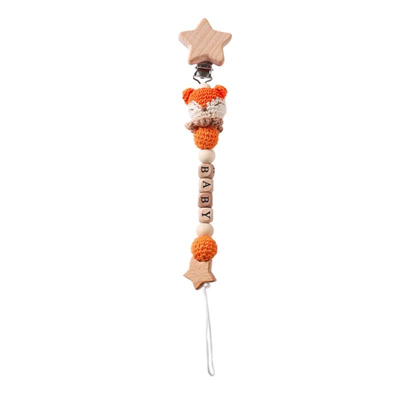 Personalized Name Baby Pacifier Crochet Animal Clips Chains Teethers Dummy Nipple Holder Clip Newborn Teething Toys Accessories