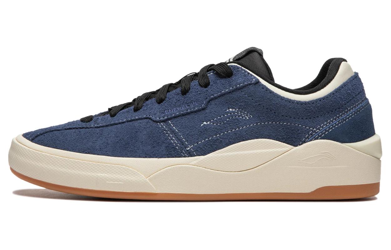 Li Ning Скользкие Амортизирующие Низкие Кеды для Скейтборда Мужские Синие Бежевые AEPU015-2 44