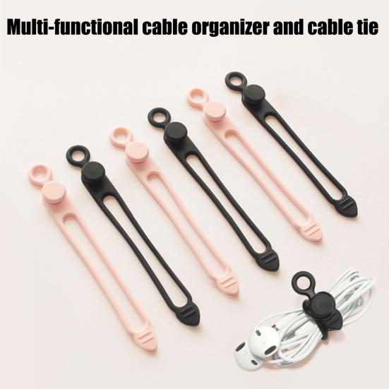 10Pcs Silicone Cable Tie Earphone Phone Charger Computer Power Cord Bundling Strap Reusable Elastic Wire Management Organizer Wrap