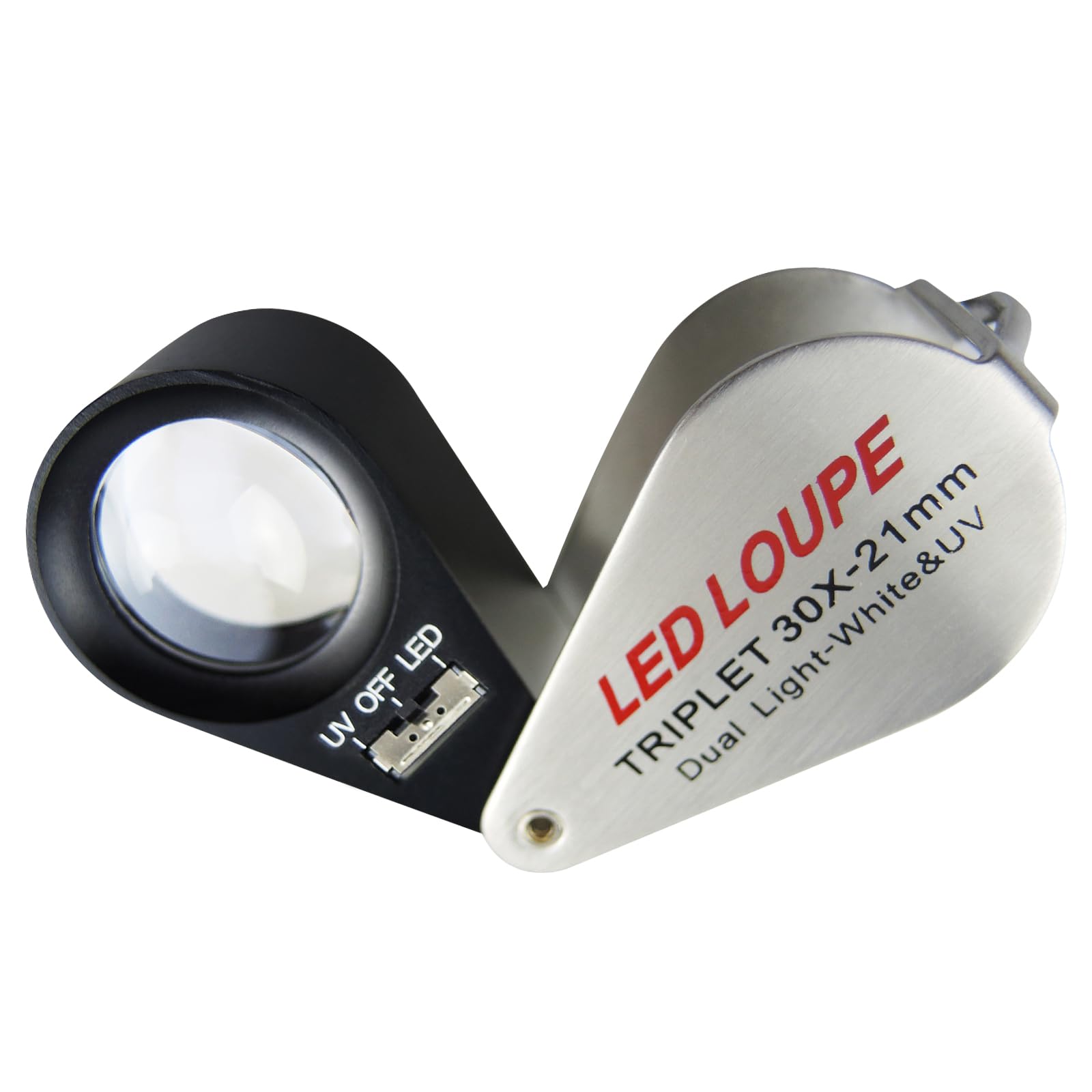 

Illuminated Jewelry 30x Foldable Jewelry Triplet LED Magnifier with 6 LEDs and UV Light for and More Magnifier, Magnification, Magnifier, Jewelry,