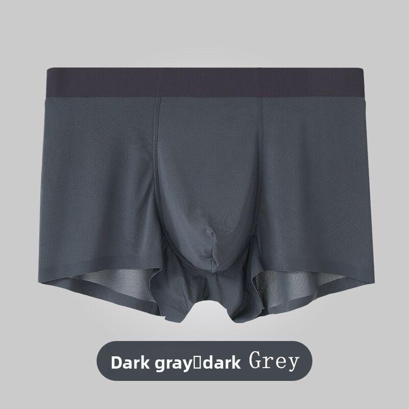 Men's Summer Thin Hollow Antibacterial Mesh Ice Silk No Trace Transparent Flat Angle Underwear