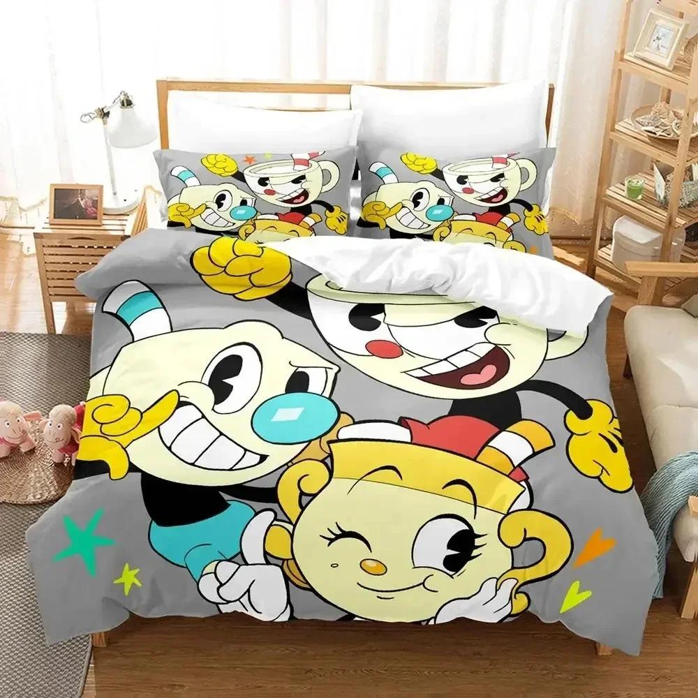 3D Print Cartoon Mugman Cuphead Comfortable Duvet Quilt Cover Pillowcase Bedding Set Children Bedroom Decoration Home Textile