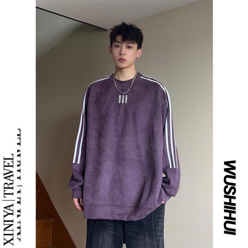Men s Heavyweight Suede Raglan Sleeve Crew Neck Sweatshirt - New SpringAutumn Trend M Recommended 80-110 Jin 2443₽