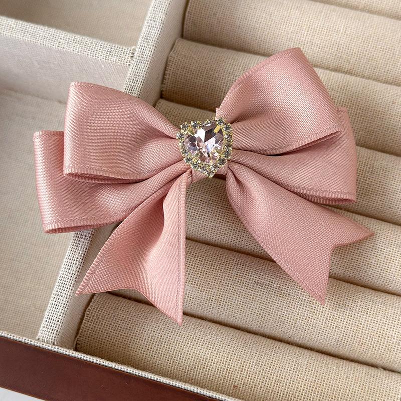 Sweet Lolita Girl Hair Clip Fashion Pink Barrettes For Women Girl Bowknot Hair Clip Diamond Heart Bow Hairpin Hair Accessories