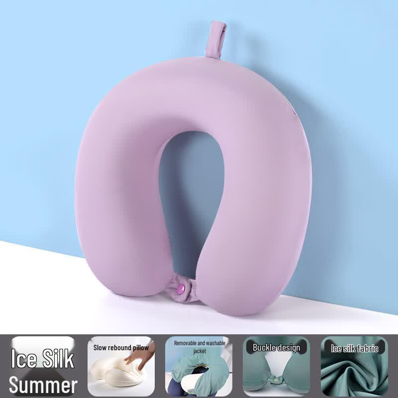 Portable Ice Silk U-Shaped Travel Neck Pillow Set