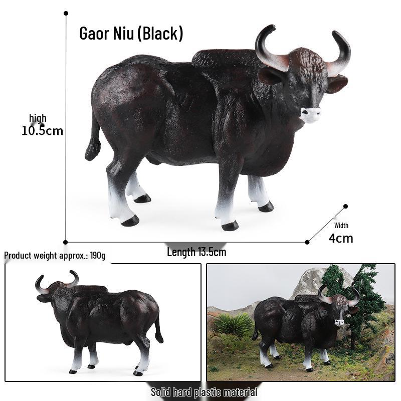 Children's Cognitive Animal Model Toy: Yellow Cow, Buffalo, Rhinoceros, Zebu, Bison, Bull Figurine.