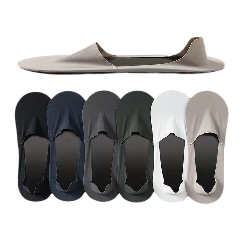 Men's Ice Silk No-Show Socks: Breathable, Sweat-Absorbing, Odor-Resistant, Non-Slip, Cotton Bottom
