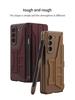 Samsung Z Fold5 Leather Flip Case with Pen Slot - Foldable Screen Protective Cover