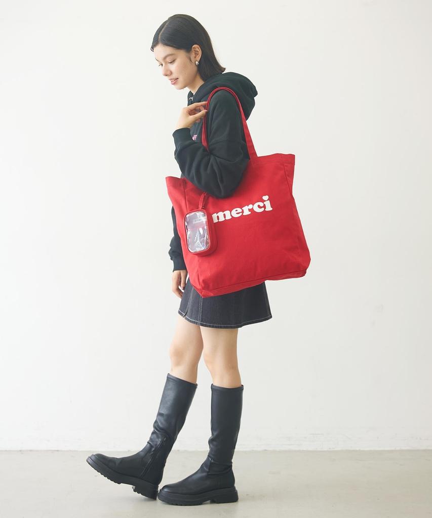 Milkfed MERCI LOGO TOTE Tote Red Bag, Women's,