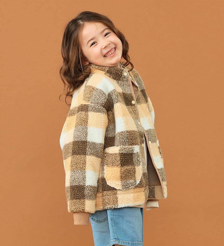 Lee Soft Touch Boa Beige Sizes Jacket, Kids' Check, 110cm-150cm