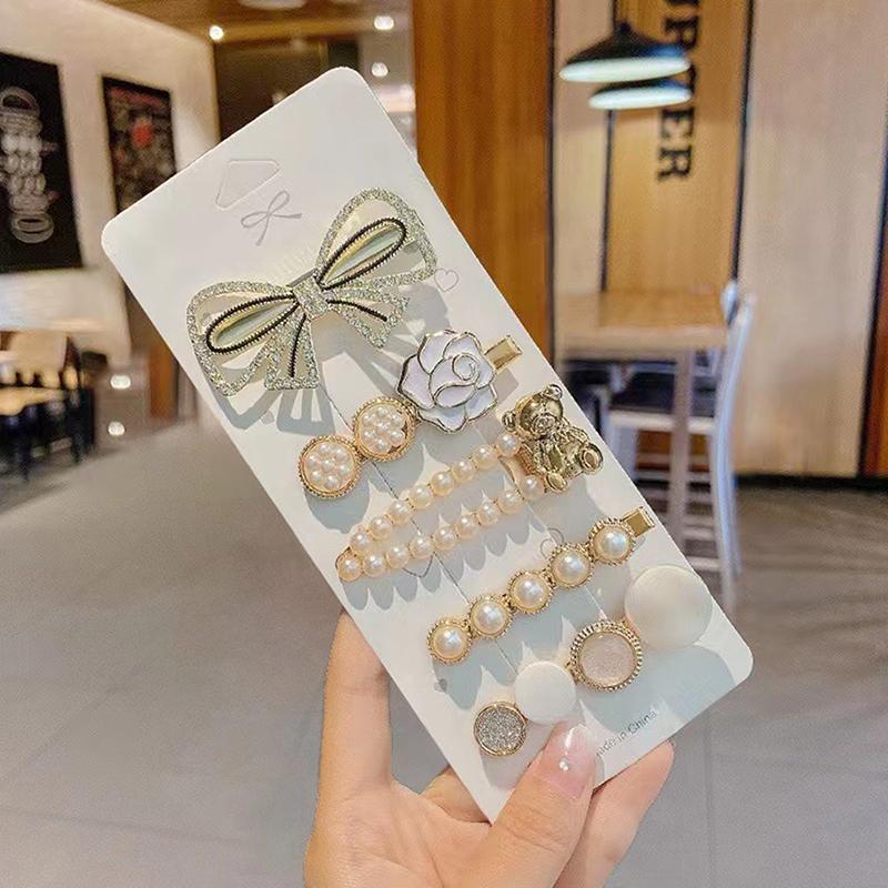 

1Set Korean Style Hair Clips For Women Jewelry Hair Accessories Simulated Pearl Hairpins Metal Barrettes