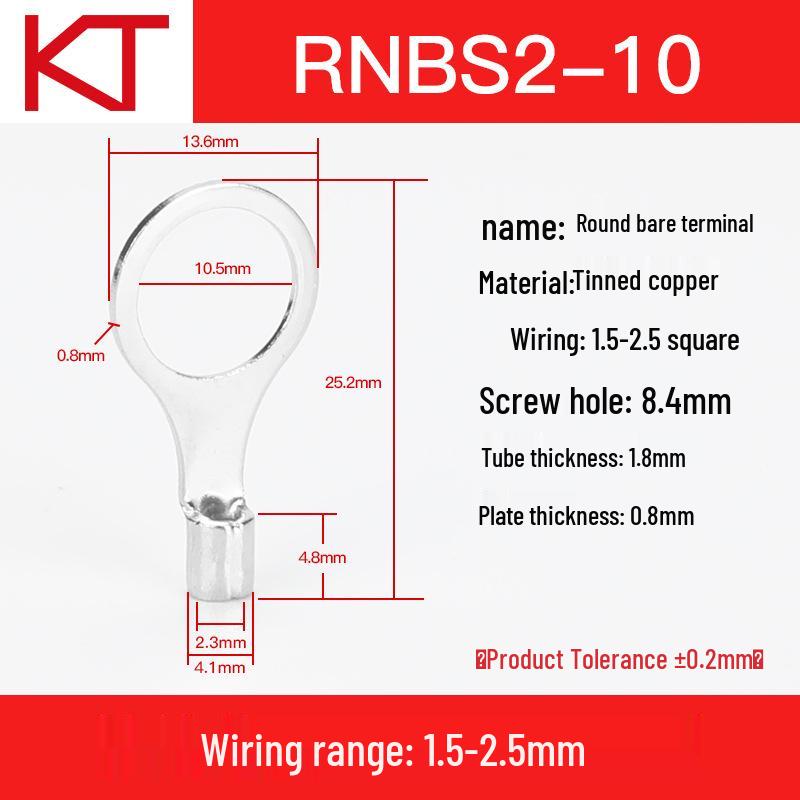Kaitong Round Bare Crimp Terminals RNB2-12 KT-TO.