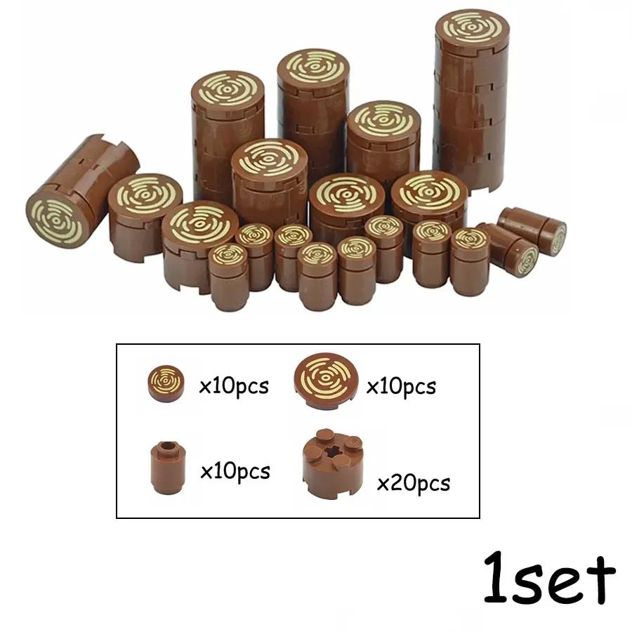 

Non-Toxic Wood Grain Pattern 1X1 Smooth Bricks Part Moc Tile Round 2X2 With Tree Stump Assembly Building Blocks Compatible 14769 98138 Toy