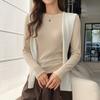 0 wool crew neck knitted bottoming shirt women's autumn and winter threaded inner slim-fitting long-sleeved shirt top
