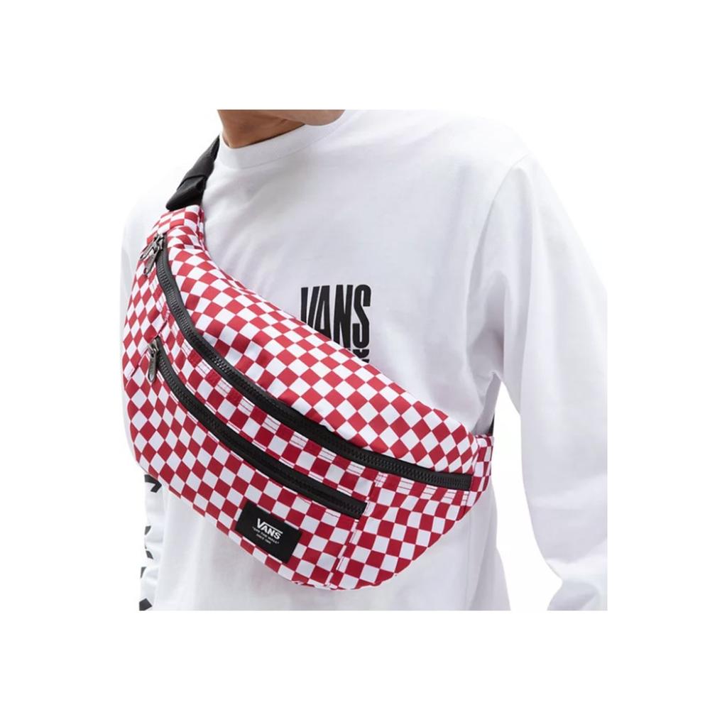 Vans Checkerboard Print Zipper Closure Polyester Chest Bag Crossbody Waist Bag Unisex bags Red VN0A2ZXX976
