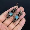 Blue Chalcedony 999 Copper Wire Wrapped Earrings, Handmade Gemstone Earrings Jewelry, Gifts For Wife Brand New Earrings