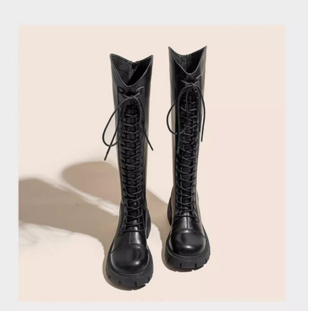 School season boots, small long boots, Martin boots, women's British strap, tall tube 2025 knight autumn and winter new boots