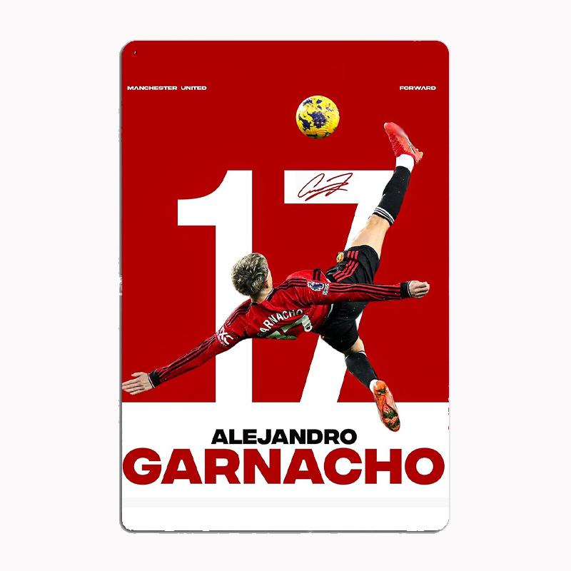 Alejandro Garnacho Minimalist Football Player Retro Metal Poster Sign Club Mural Wall Art Plaque Tin Room Decoration Home Decor