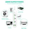Power Strip 3000W 3 Widely Spaced Outlets 4 USB Charging Ports